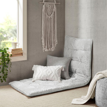 Intelligent Design Edelia Lounge Floor Pillow Cushion, Aqua Blue, Grey