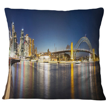 Cityscape Sydney Nightfall Panorama Cityscape Throw Pillow, 16"x16"