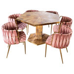Statements by J - Sunburst Wood Dining Table Set for 6, Rose - Wood dining table set with 6 curved chairs