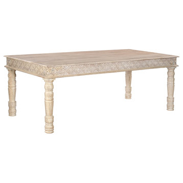 Wiley Carved Dining Table, White, 84" W