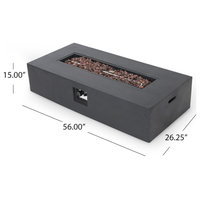 GDF Studio Jaxon Outdoor 50,000 BTU Rectangular Fire Table with Tank Holder, Dark Gray