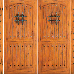 External Prehung Double Door with Two Sidelites, Alder, Speakeasy - Front Doors