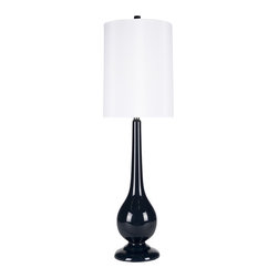 Adam Glass Table Lamp / Faux Silk Shade - Table Lamps