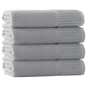Heirloom Manor Jackson Squares Textured Set of 4 Bath Towels in Foam Green 
