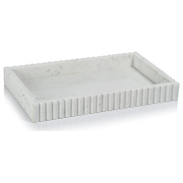 Calabria Scalloped Vanity Marble Tray, Large