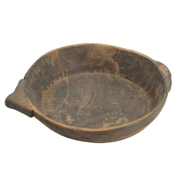 Wooden Decorative Bowl w/ Handle 20x14x2.5"