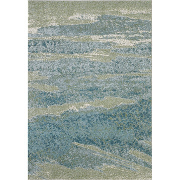 Illusions Mist Abstract Watercolor Area Rug, Ocean, 5'3 X 7'7