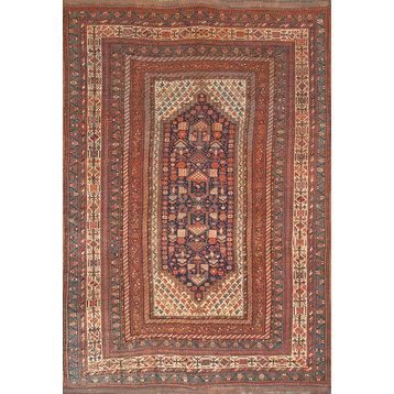 Antique AZ Collection Hand-Knotted Lamb's Wool Area Rug, 5'5"x 7'10"