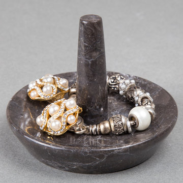 Creative Home Genuine Charcoal Marble Ring Holder Jewelry Tray