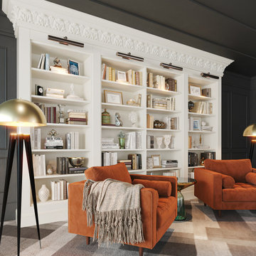 White Traditional Home Library