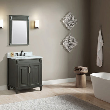 Sterling 31 in. Vanity in Charcoal finish with Carrera White Marble Top