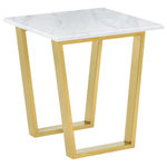 Meridian Furniture USA - Cameron Gold End Table - The Cameron table, by Meridian Furniture. Featuring a beautiful contemporary design. Constructed of gold finished stainless steel and solid stone top, it's guaranteed to be the highlight of any room.