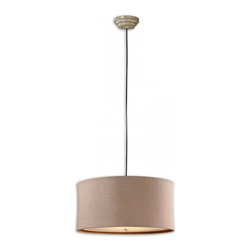 www.essentialsinside.com alamo 3 light burlap drum pendant light fixture - Pendant Lighting