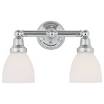 Livex Lighting - Livex Lighting 1022-05 Classic - Two Light Bath Bar - Shade Included: YesClassic Two Light Ba Chrome Satin Opal Wh *UL Approved: YES Energy Star Qualified: n/a ADA Certified: n/a  *Number of Lights: Lamp: 2-*Wattage:100w Medium Base bulb(s) *Bulb Included:No *Bulb Type:Medium Base *Finish Type:Chrome