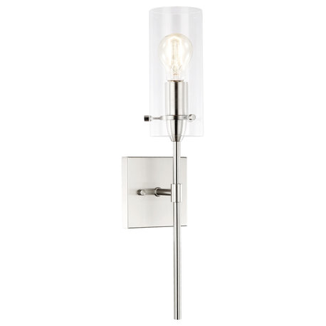 Arcadia Clear Wall Sconce, Satin Nickel