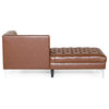 Camrose Contemporary Tufted Chaise Sectional, Cognac + Silver