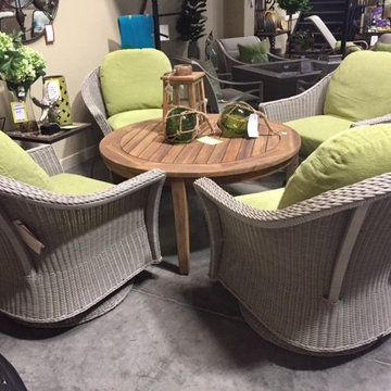 Chat Group, Summer Classics Wicker Swival Rockers & LLoyd Flanders Teak Table