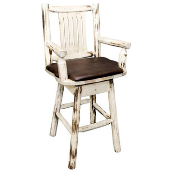 Montana Woodworks 30" Wood Swivel Captain's Barstool with Back in Natural