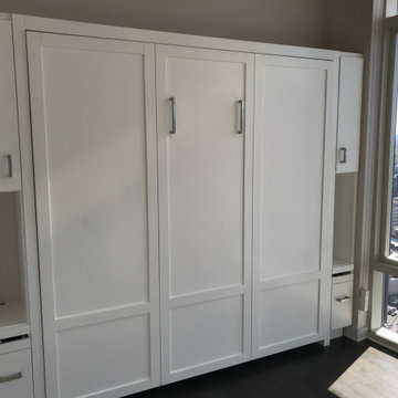 Custom Built Vertical Queen Murphy Bed with Side Storage Cabinets