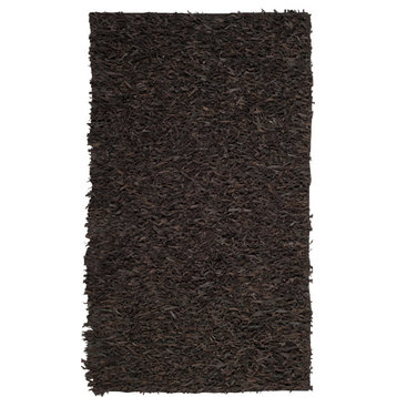 Safavieh Leather Shag LSG601K 5'x8' Dark Brown Rug