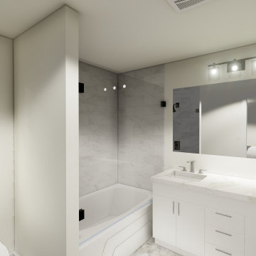 Knightway Mobile Home Reno. Master Bathroom Interior Design, Floor Plan, 3D Visu