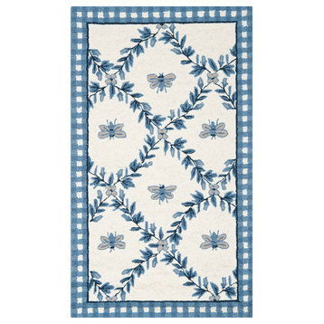 Safavieh Chelsea Collection HK55 Rug, Ivory/Blue, 3'9"x5'9"