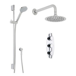 Hudson Reed - Thermostatic Shower System, 8 Head & Wall Arm & Multi-Function Handset - Showerheads And Body Sprays