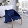 Rivet Velvet Upholstered Accent Chair, Navy