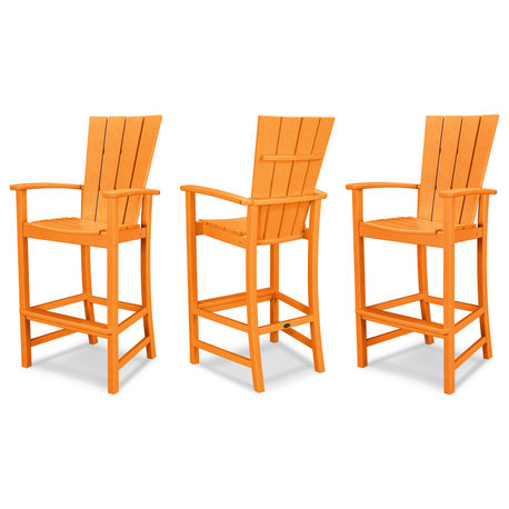 POLYWOOD Quattro 3-Piece Bar Set, Tangerine