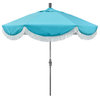 9' Gray Surfside Patio Umbrella With Ribs and White Fringe, Aruba