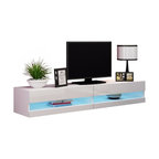 Vigo 180 LED Wall Mounted Floating TV Stands Fits 80" TV, White