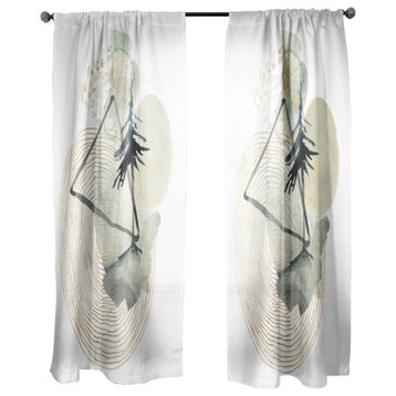 Designart 'Abstract Landscape Of Mountains Moon and Tree' Curtain Panel, 52x120