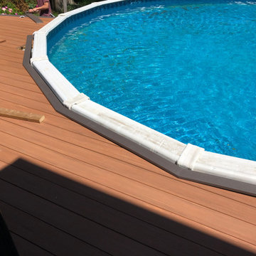 Azek Cypress and Dark hickory deck around pool