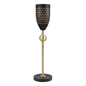 1 Light Table Lamp   Black/Antique Brass Finish - Table Lamps