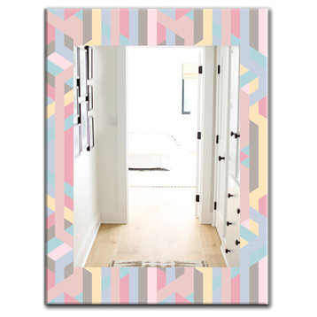 Designart Pastel Dreams 6 Modern Frameless Vanity Mirror, 24x32