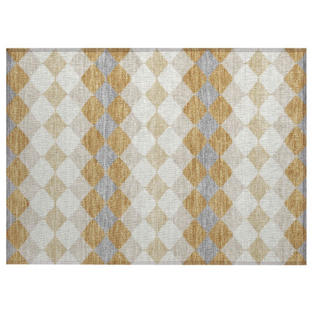 Machine Washable Indoor/Outdoor Chantille ACN1007 Gold 1'8" x 2'6" Rug