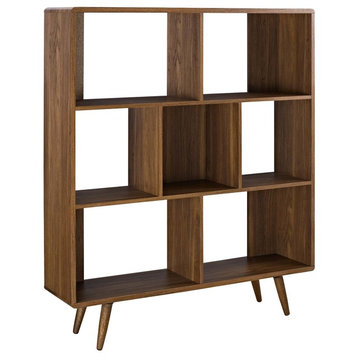 Modern Contemporary Urban Living Bookcase Shelf Rack, Wood, Brown