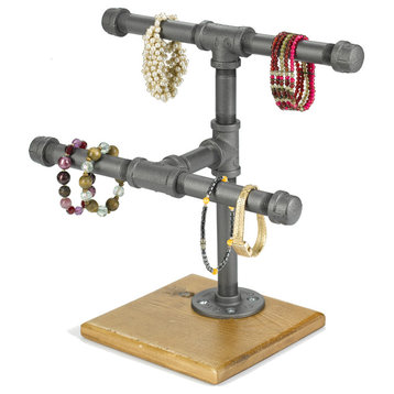 Jewelry Display Rack, 2-Tier Industrial Style Pipe