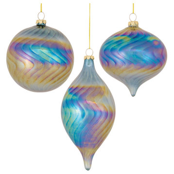 Irredescent Glass Swirl Ornament, 6-Piece Set