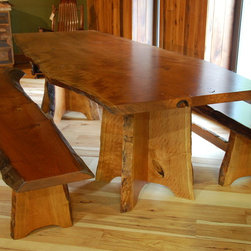 Live Edge Tables with Slab Base - Dining Benches