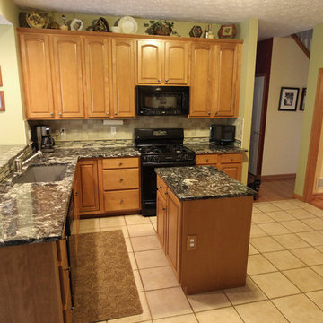 Brown Quartz Countertop with Beige Tile Backsplash ~ Broadview Heights, OH