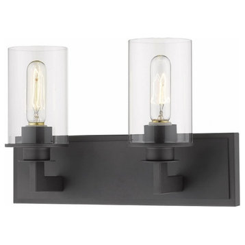 2 Light Vanity Light Fixture in Art Moderne Style - 16.25 Inches Wide by 10.25