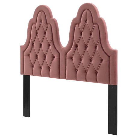 Tufted Headboard, King Size, Velvet, Pink, Modern Contemporary, Bedroom Master