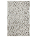 Cowhide Mall - Cowhide Patchwork Rug, Hera, Platinum, 10'x14' - Small Squares Like Venetian Tiles.