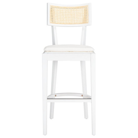 Safavieh Galway Cane Bar Stool, White/Natural