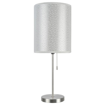 40083-8, 1-Pack Set, 1-Light Candlestick Table Lamp, Satin Nickel 19 1/2" High
