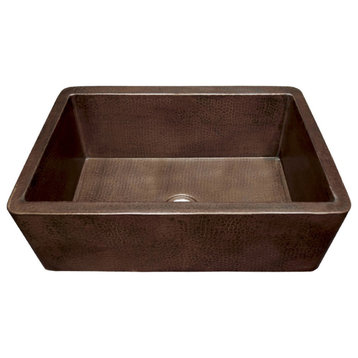 Native Trails CPK273 Farmhouse 33" Hand Hammered Kitchen Sink in Antique Copper