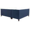 Modern L-Shaped Sofa, Linen Fabric Seat With Sloped Arm & Tufted Back, Navy Blue