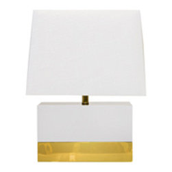 Worlds Away Foley White lacquer With brass table Lamp - Table Lamps