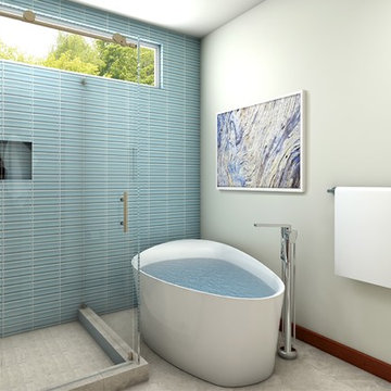 Glass Accent Wall Master Bathroom